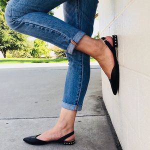 NINE WEST Althoff silver slingback flats, size 6.5